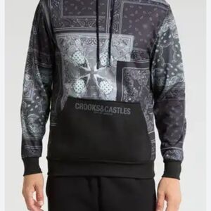 Crooks & Castles Black Bandana Print Men's Hoodie